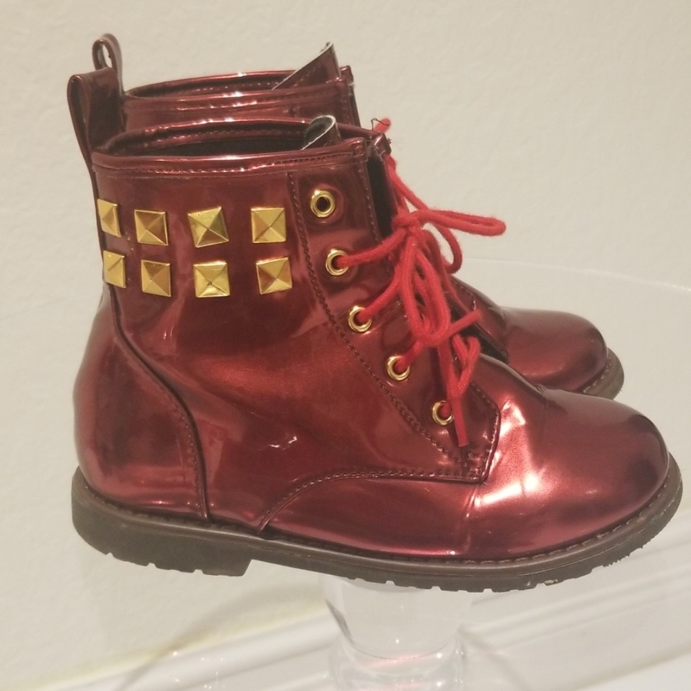 Girls Candy Apple boots with gold accents